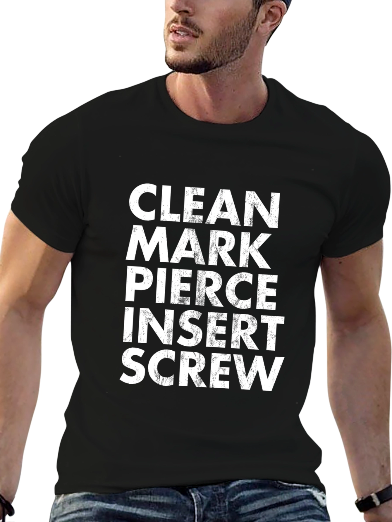 Clean Mark Pierce Insert Screw Black Graphic Tee