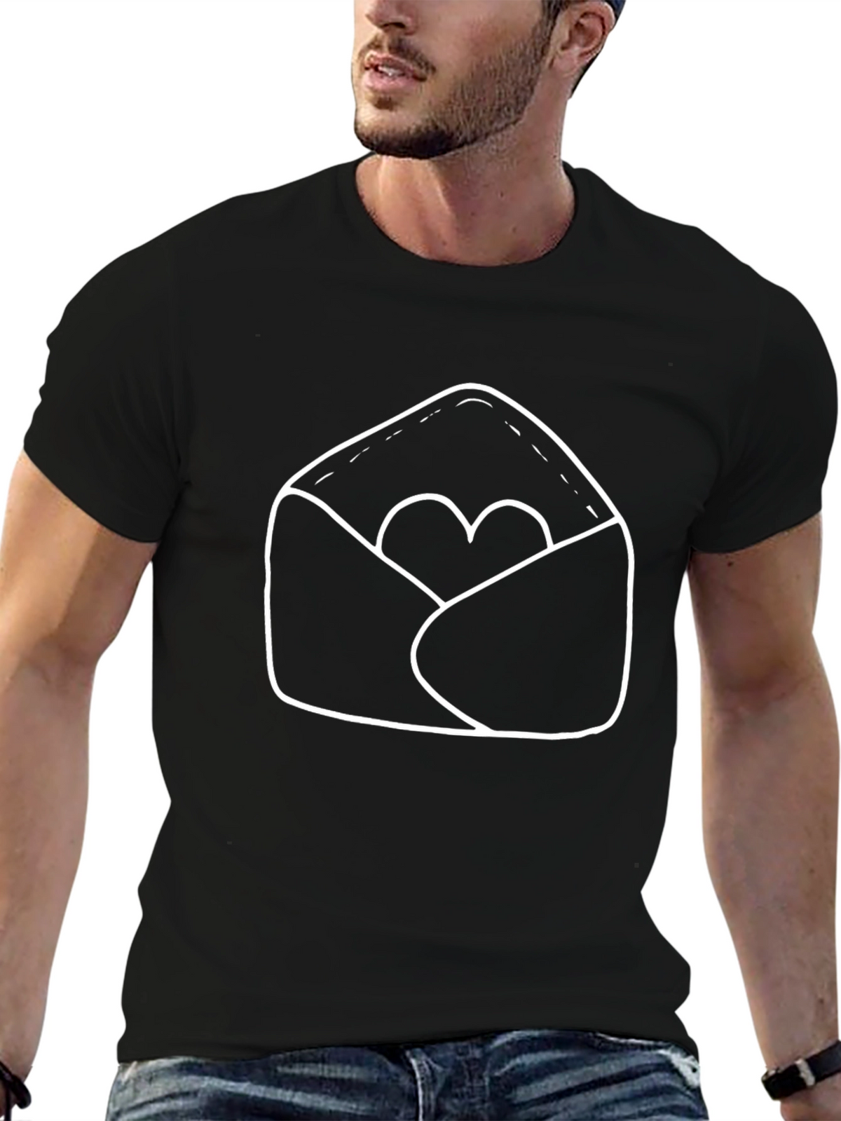Heart Envelope Graphic Tee - Black Unisex T-Shirt