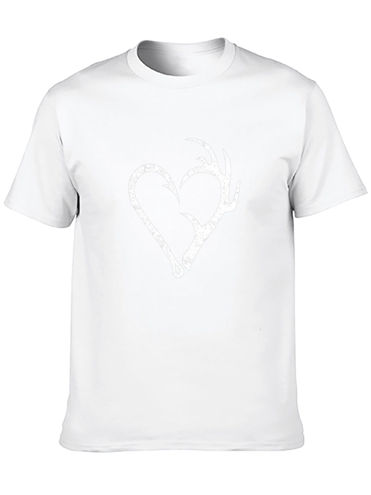 Fishing Hook & Antler Heart Graphic T-Shirt