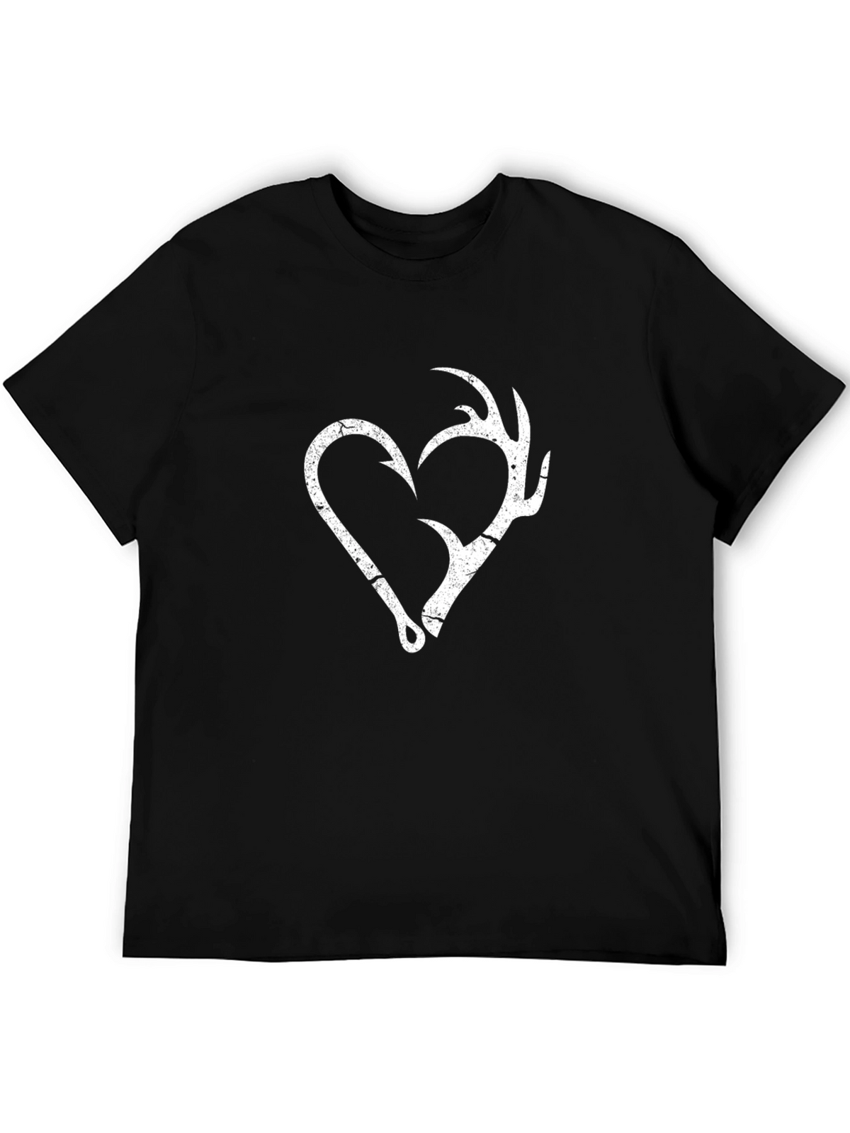 Fishing Hook & Antler Heart Graphic T-Shirt