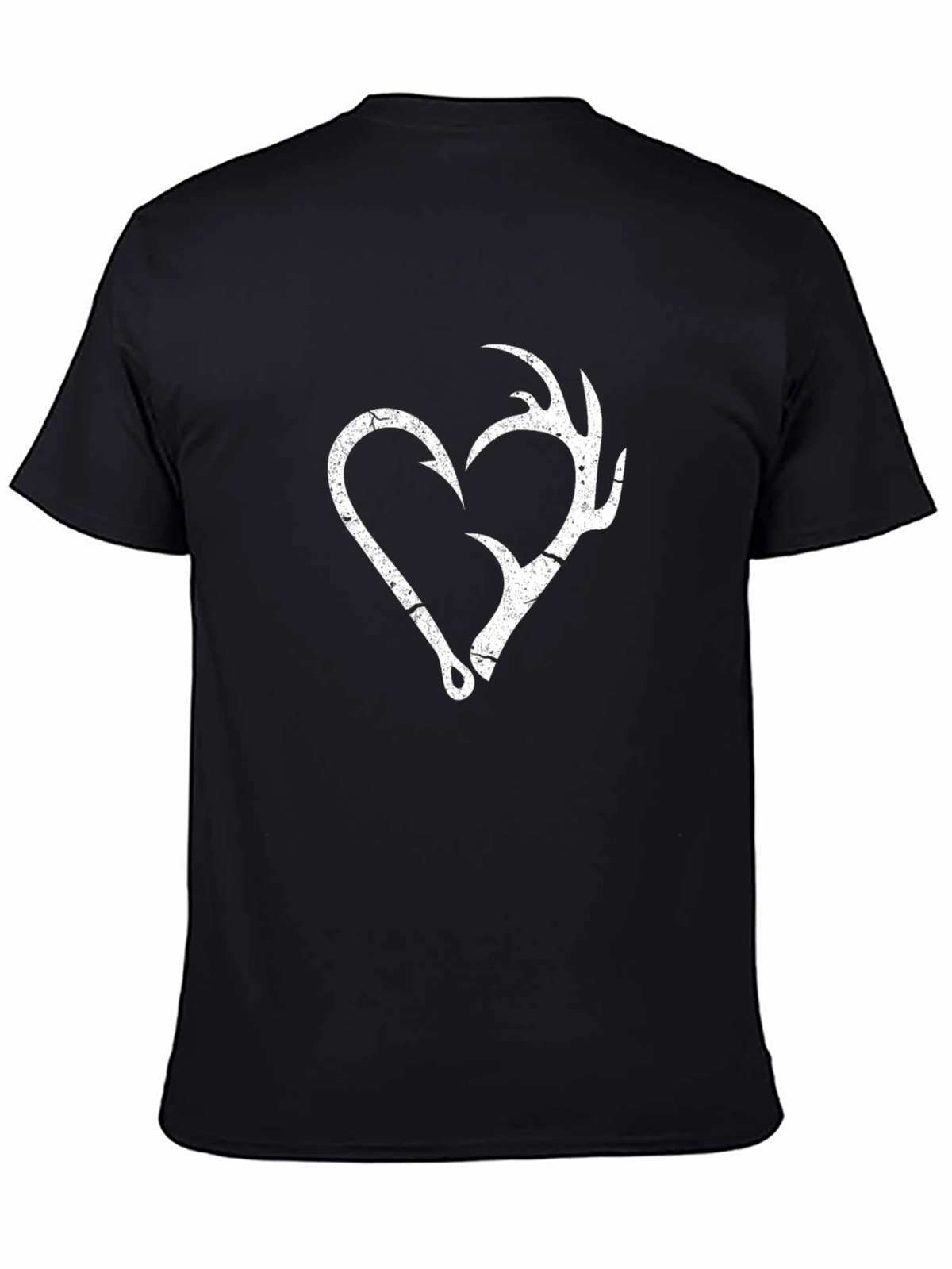 Fishing Hook & Antler Heart Graphic T-Shirt