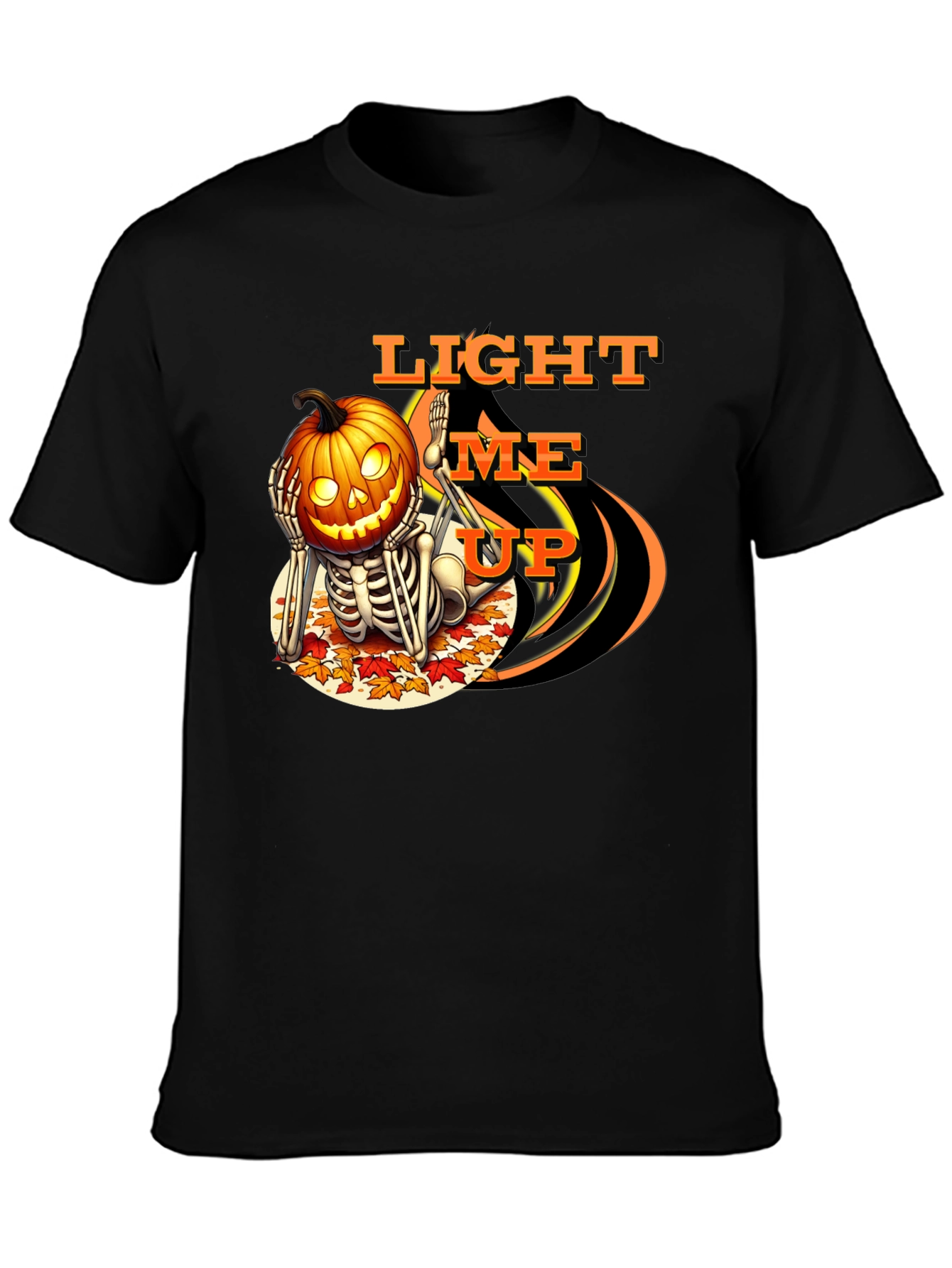 Halloween Pumpkin Skeleton T-Shirt - Light Me Up