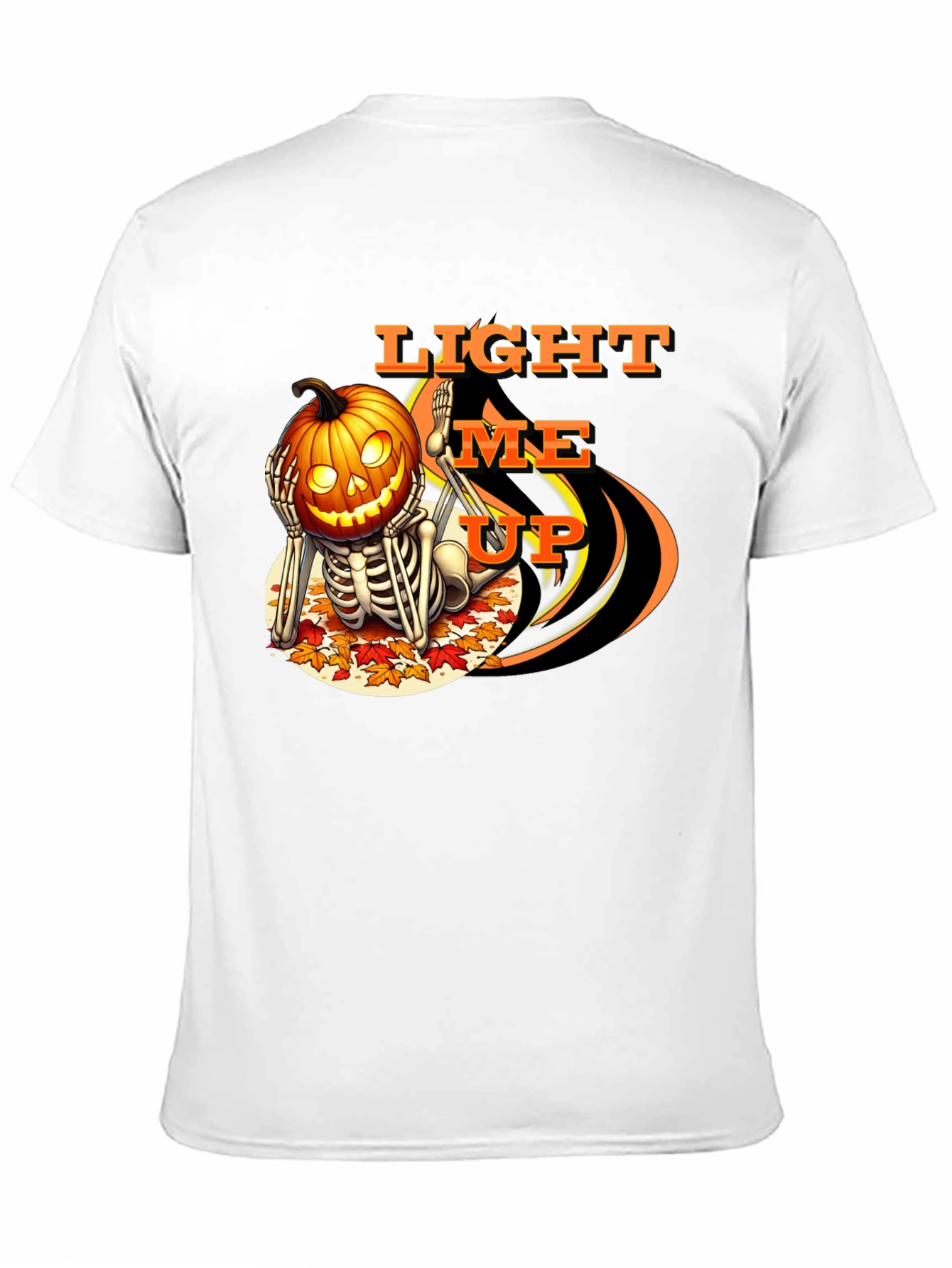 Halloween Pumpkin Skeleton T-Shirt - Light Me Up