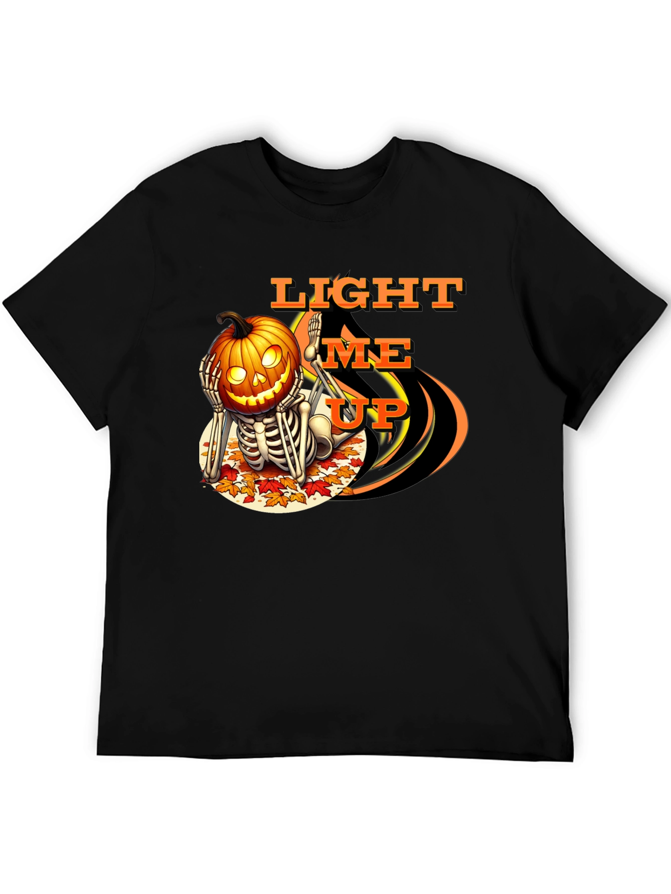 Halloween Pumpkin Skeleton T-Shirt - Light Me Up