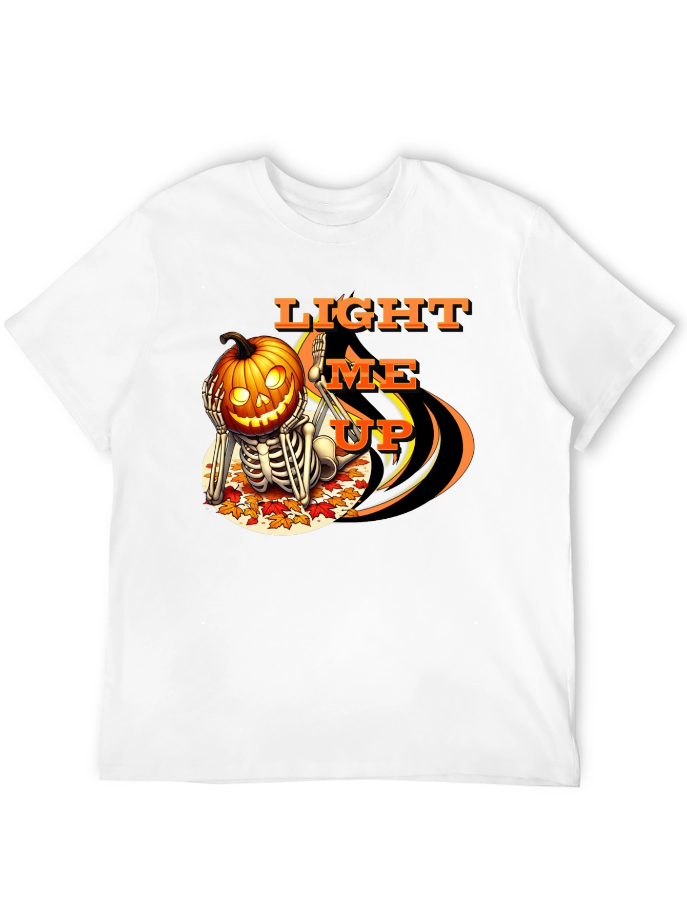 Halloween Pumpkin Skeleton T-Shirt - Light Me Up