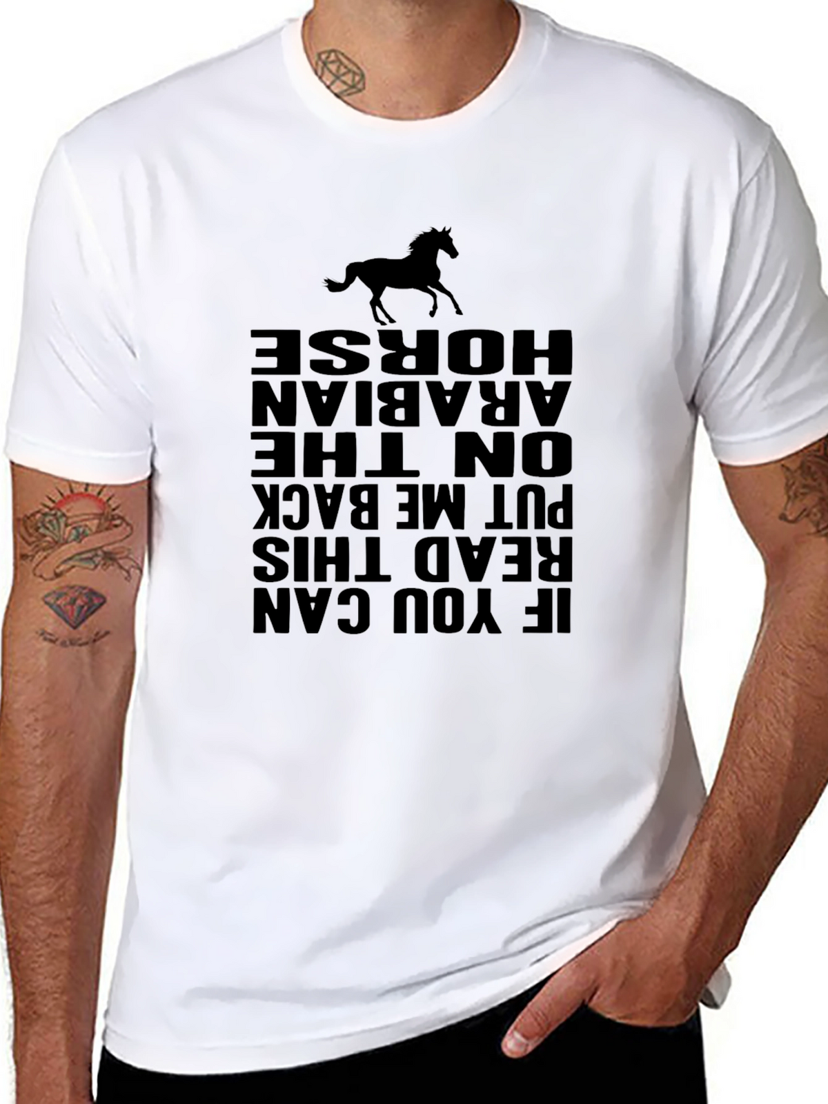 Horse Graphic Print Black T-Shirt