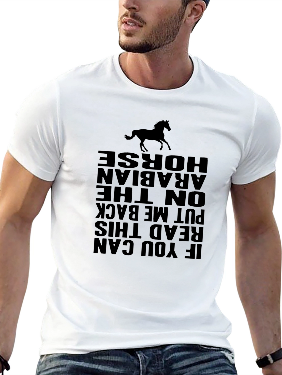 Horse Graphic Print Black T-Shirt