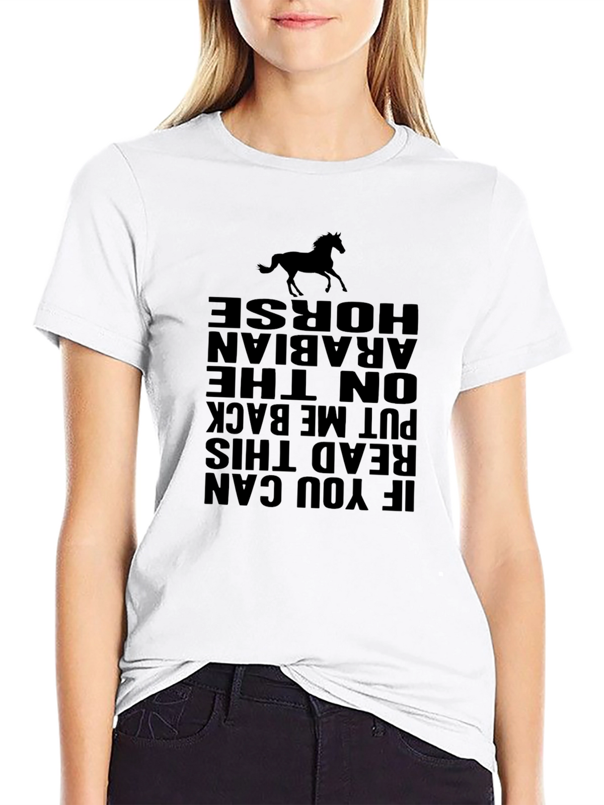 Horse Graphic Print Black T-Shirt