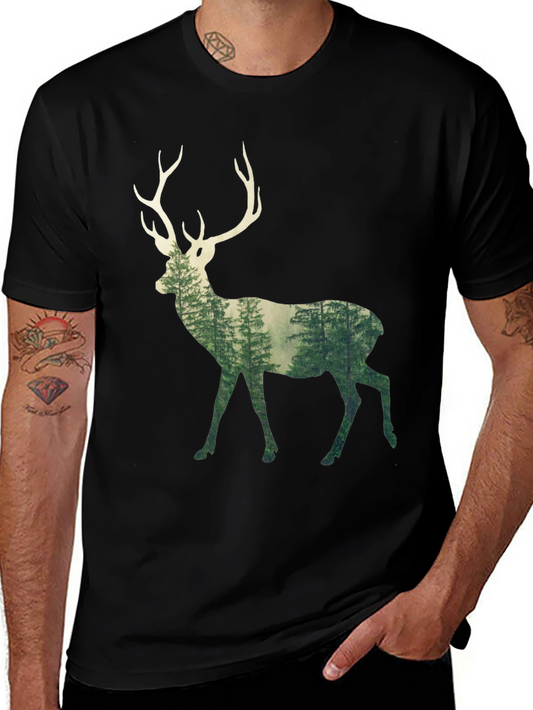 Deer Forest Graphic Tee - Mens Black T-Shirt