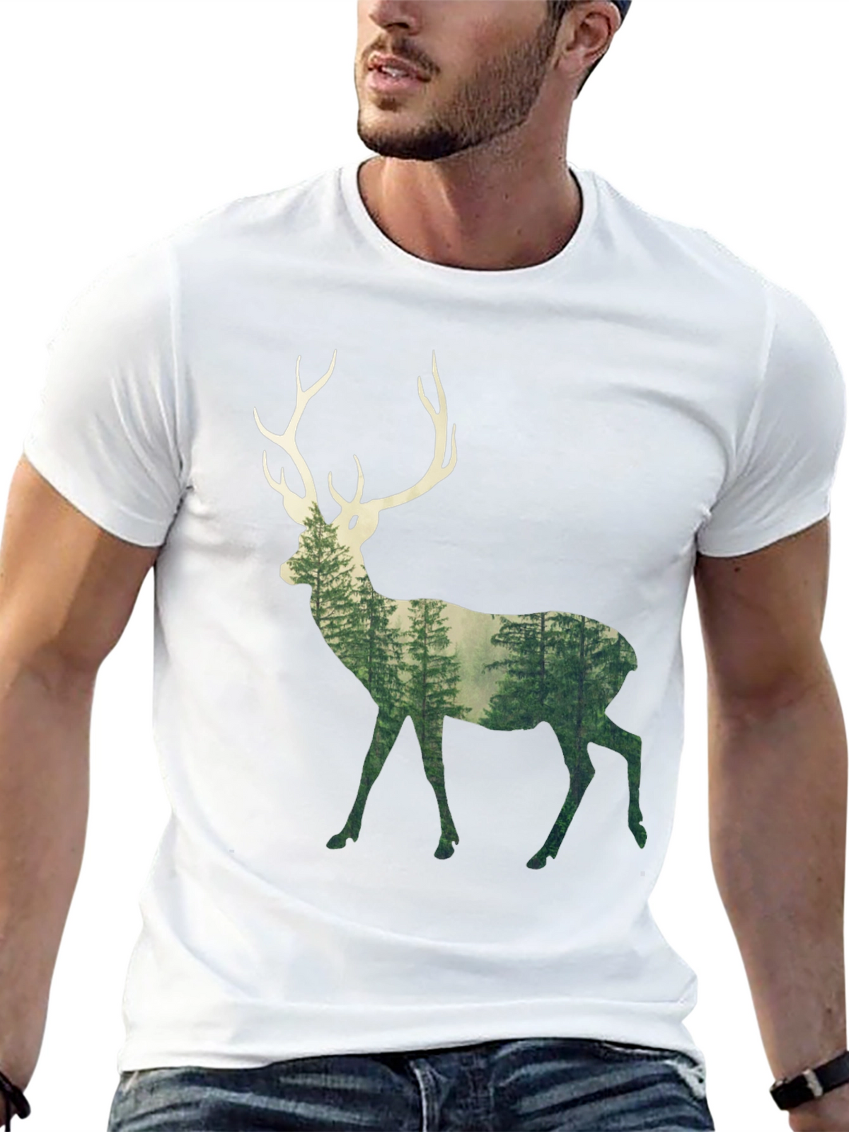 Deer Forest Graphic Tee - Mens Black T-Shirt