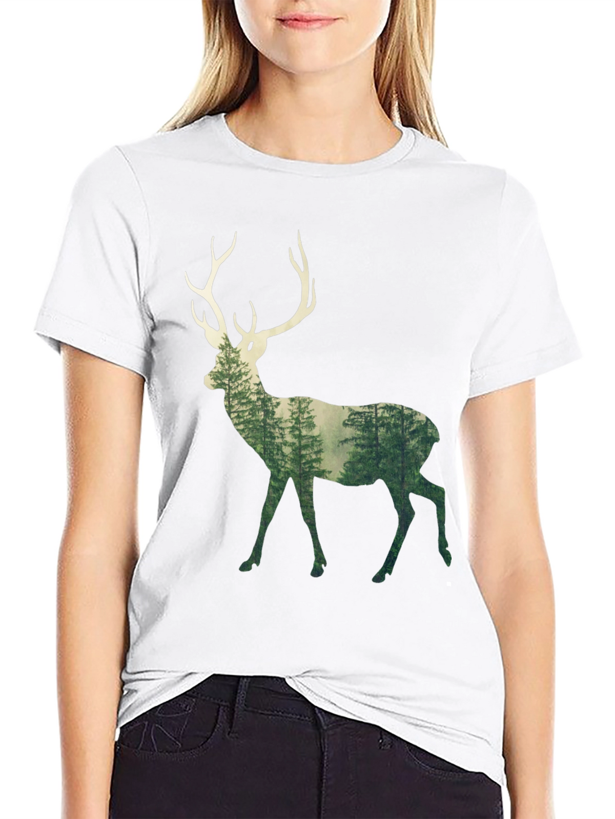 Deer Forest Graphic Tee - Mens Black T-Shirt