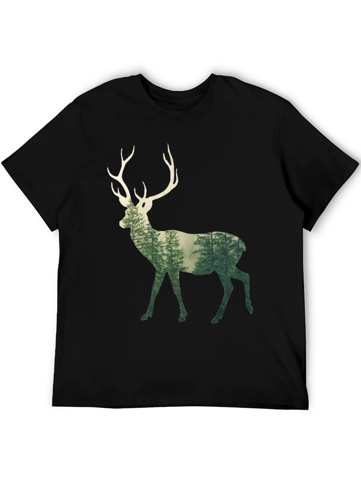 Deer Forest Graphic Tee - Mens Black T-Shirt