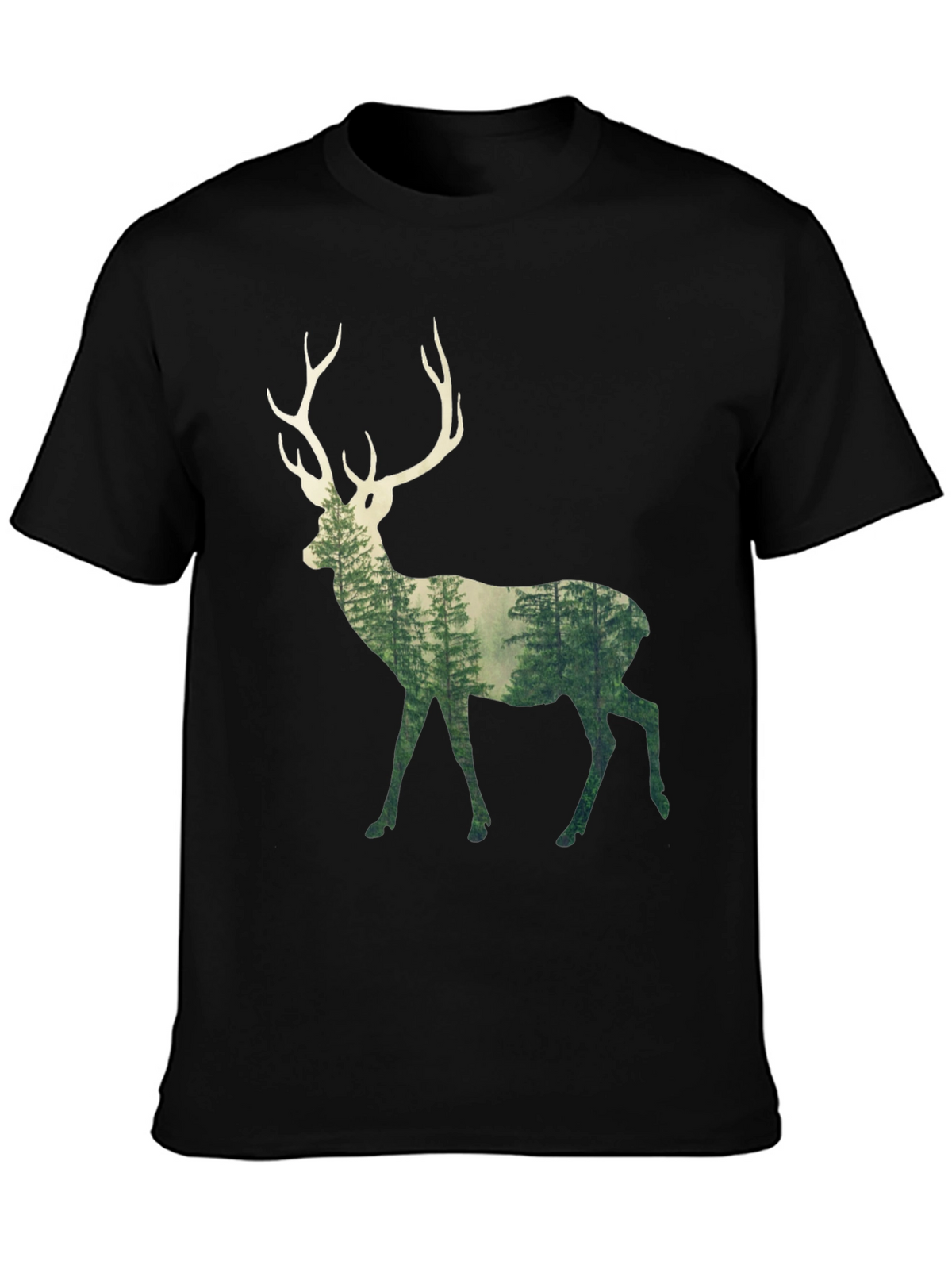 Deer Forest Graphic Tee - Mens Black T-Shirt