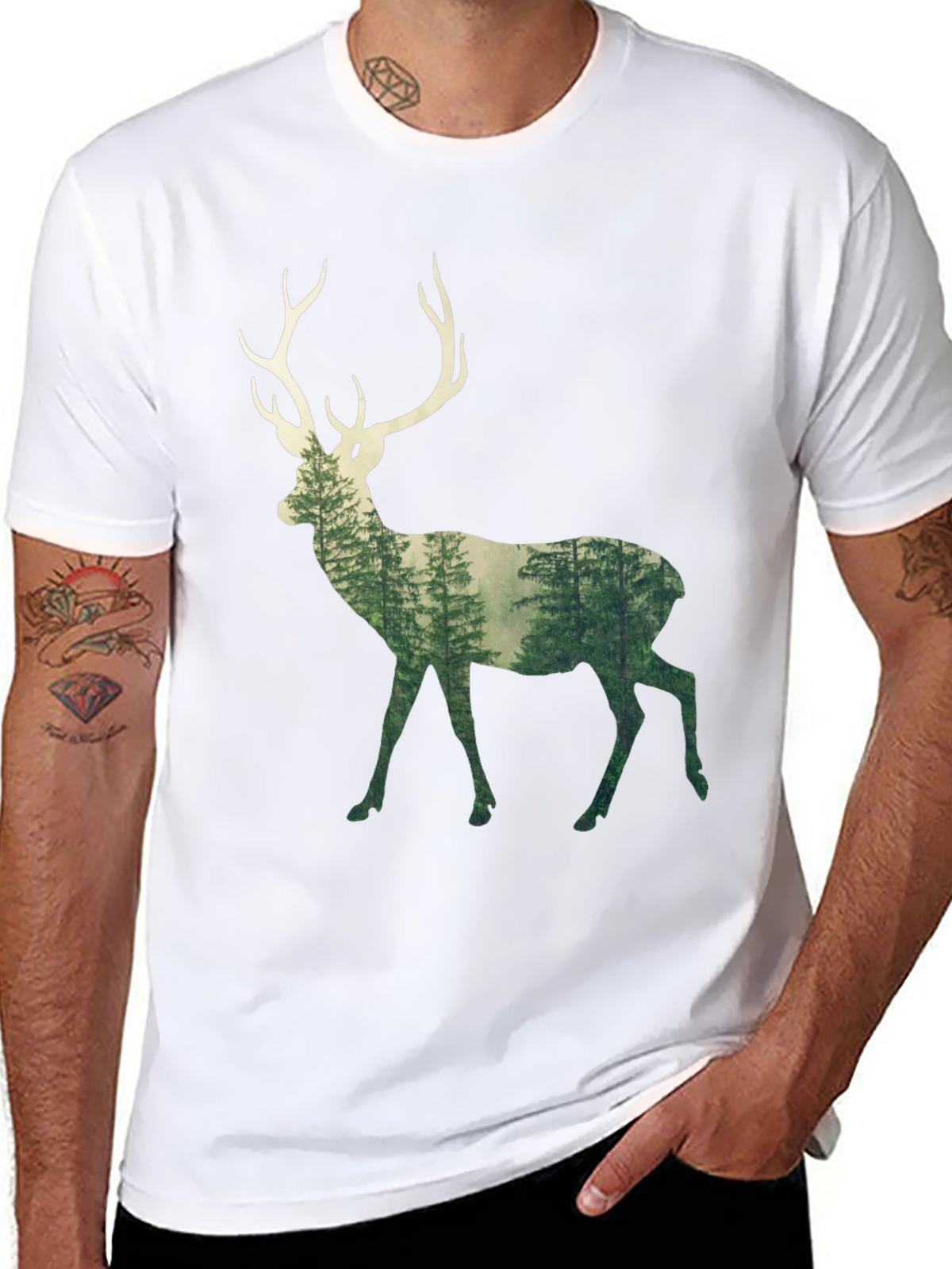 Deer Forest Graphic Tee - Mens Black T-Shirt
