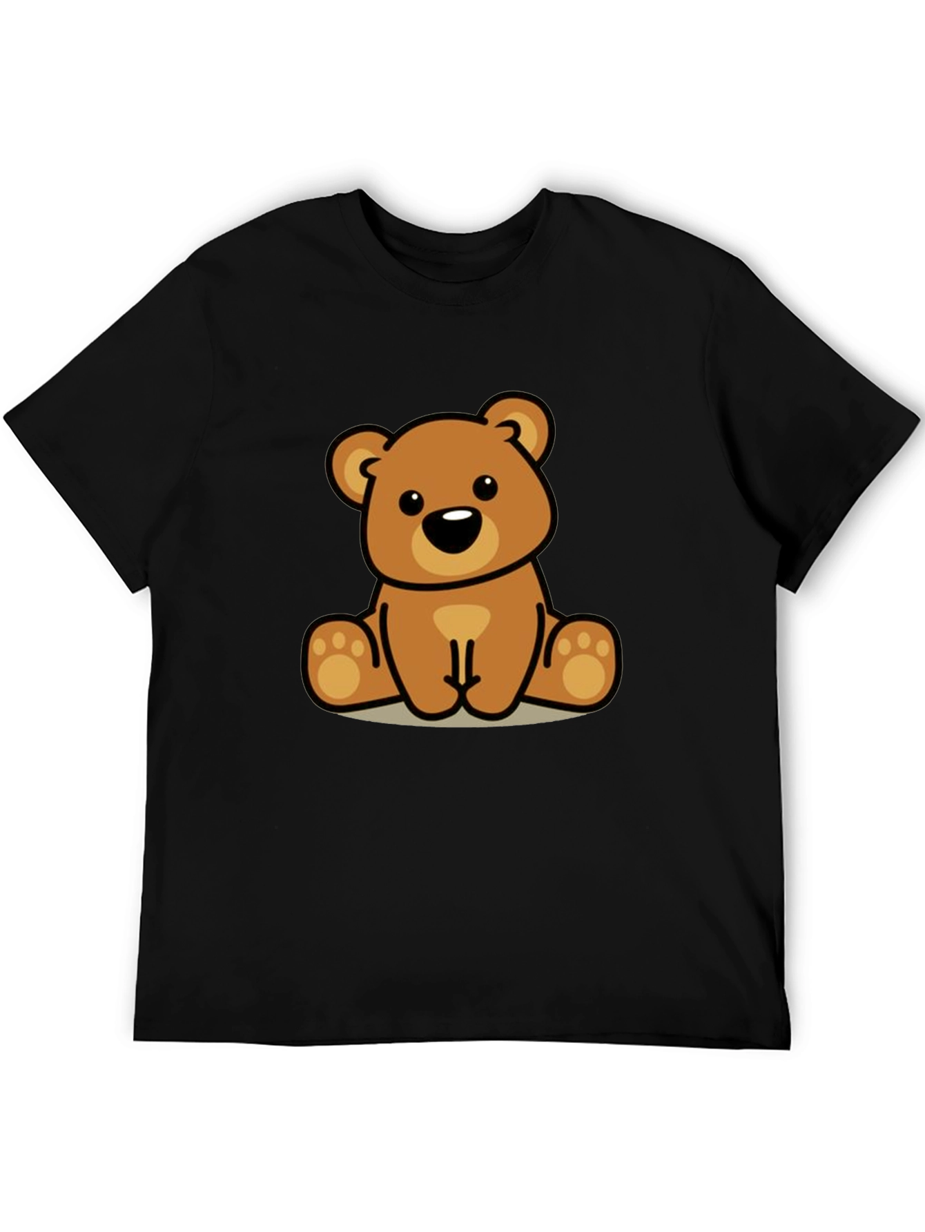 Cute Cartoon Bear Graphic Black T-Shirt