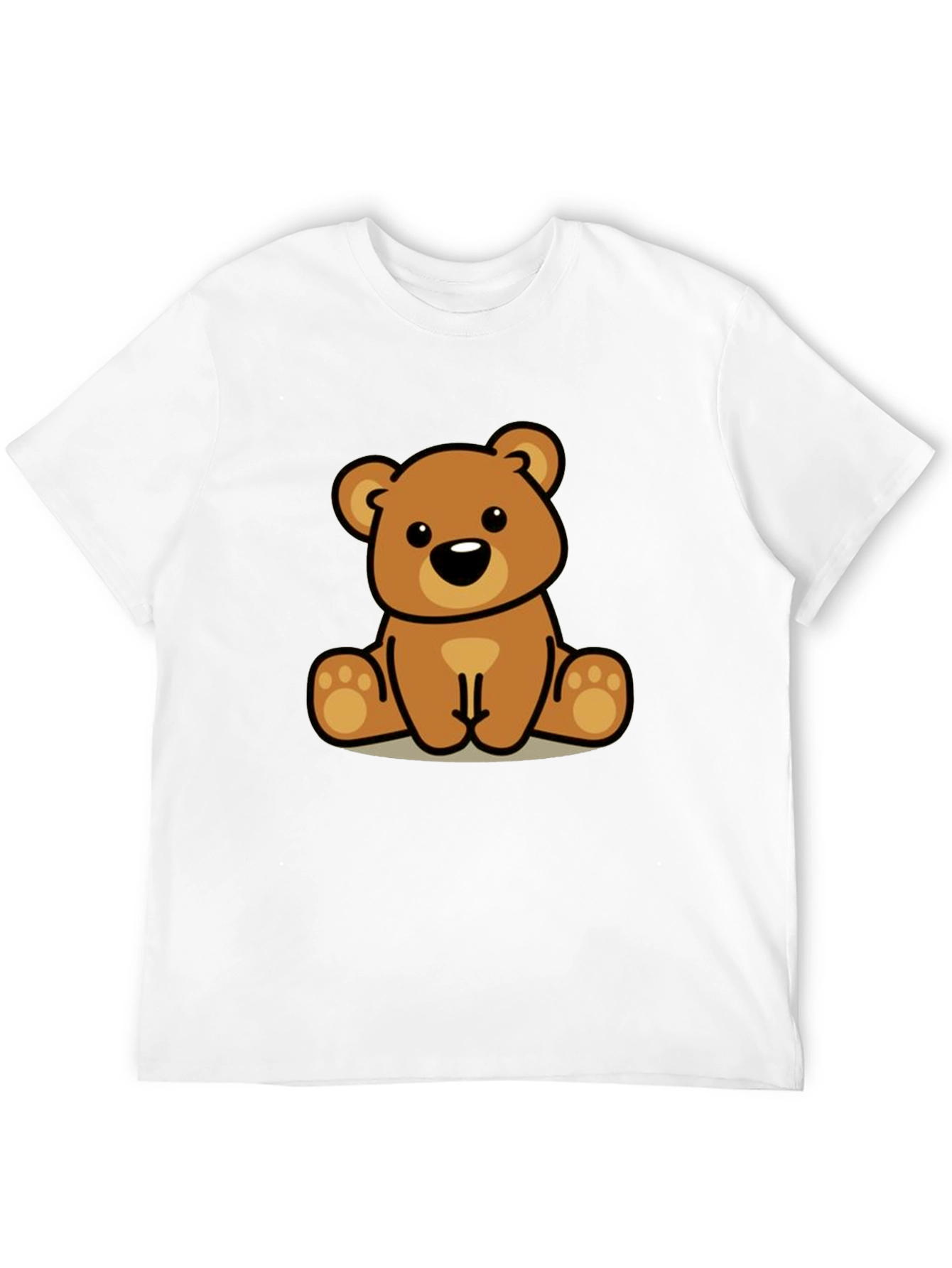 Cute Cartoon Bear Graphic Black T-Shirt