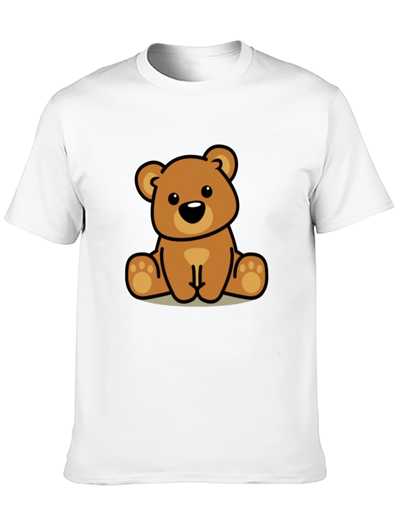 Cute Cartoon Bear Graphic Black T-Shirt