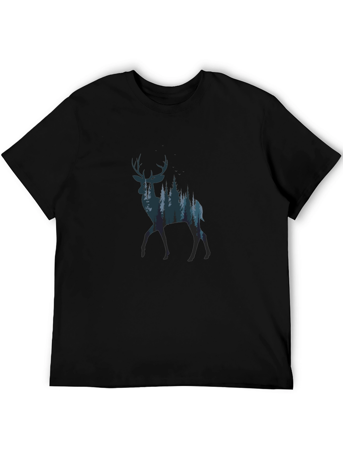 Nature Deer Graphic Tee - Black