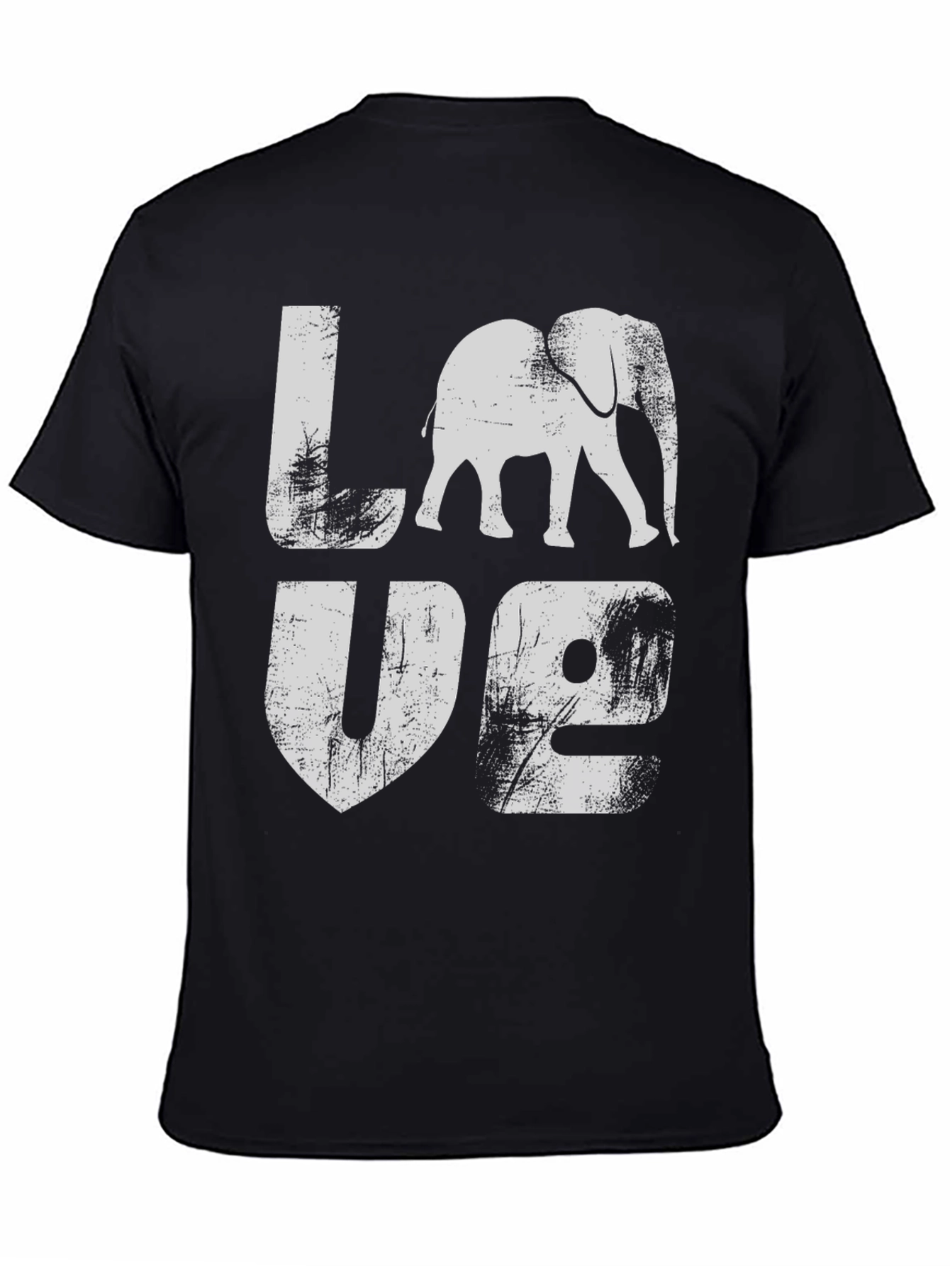 Elephant LOVE Graphic Print Black T-Shirt