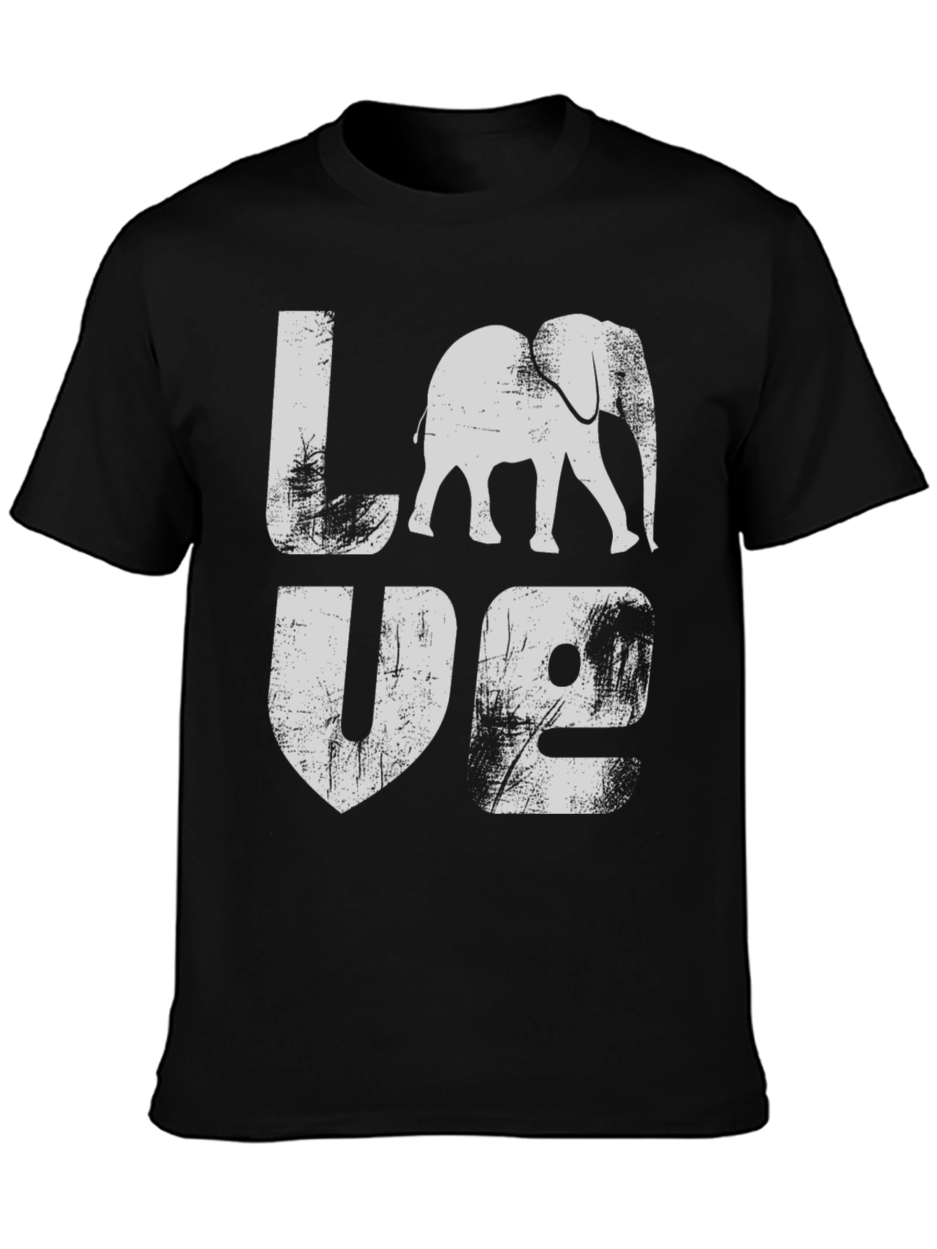 Elephant LOVE Graphic Print Black T-Shirt