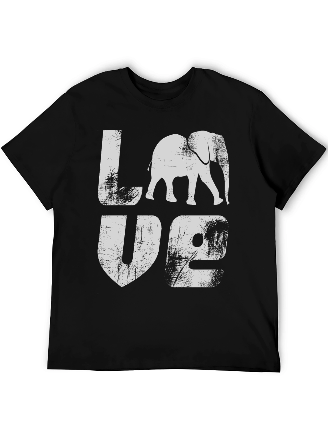 Elephant LOVE Graphic Print Black T-Shirt