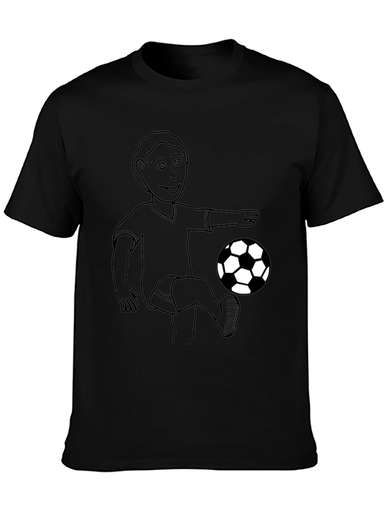 Soccer Player Graphic Tee - Black Cotton T-Shirt