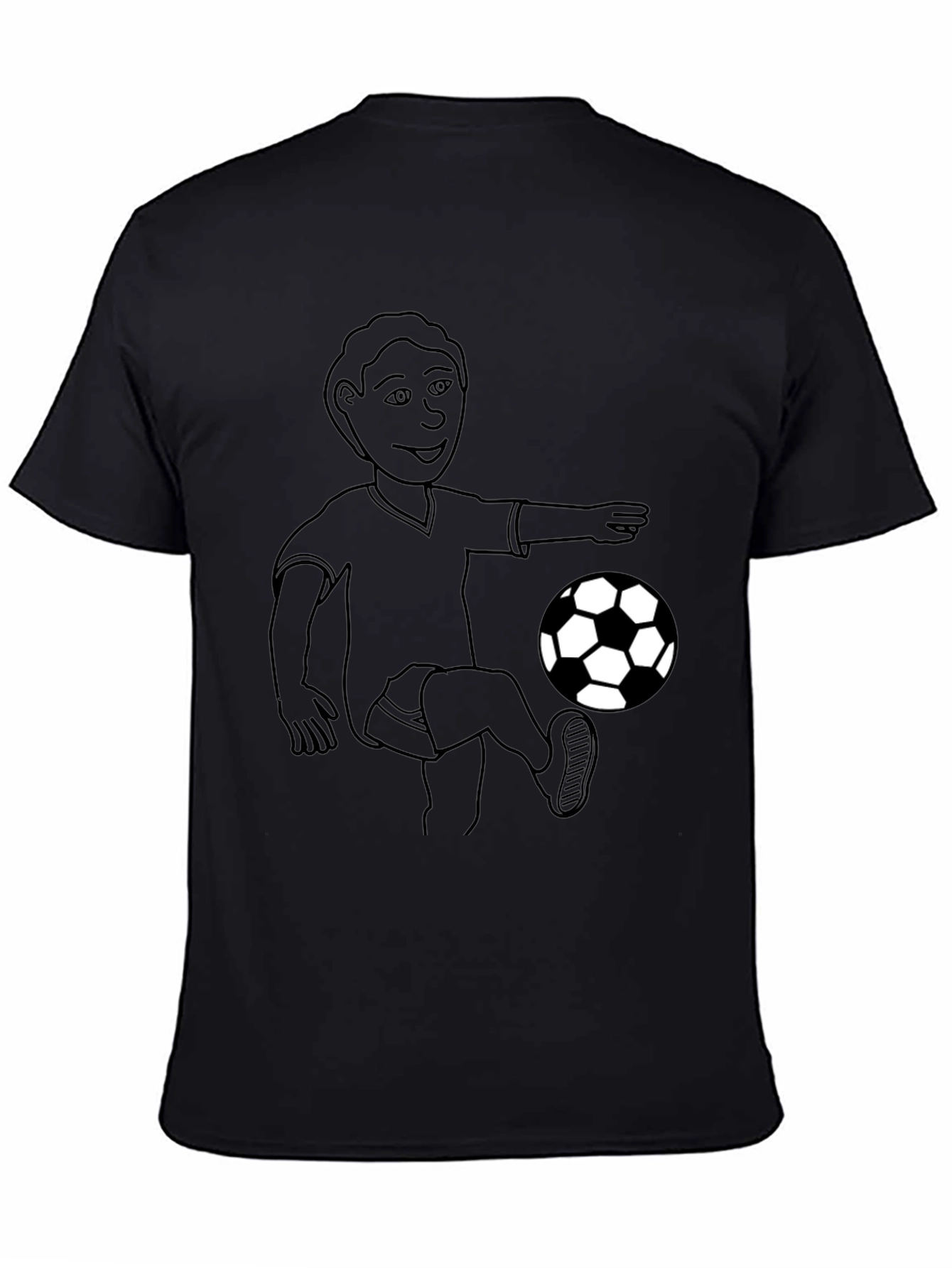 Soccer Player Graphic Tee - Black Cotton T-Shirt