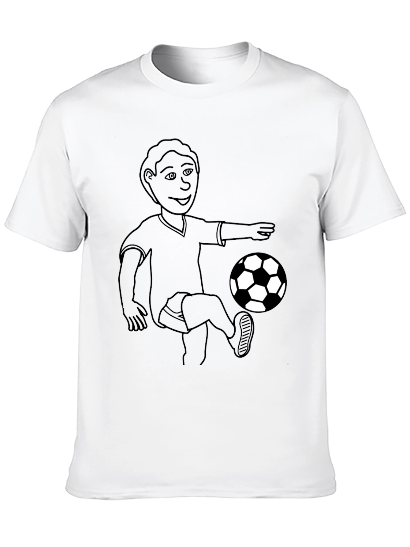 Soccer Player Graphic Tee - Black Cotton T-Shirt