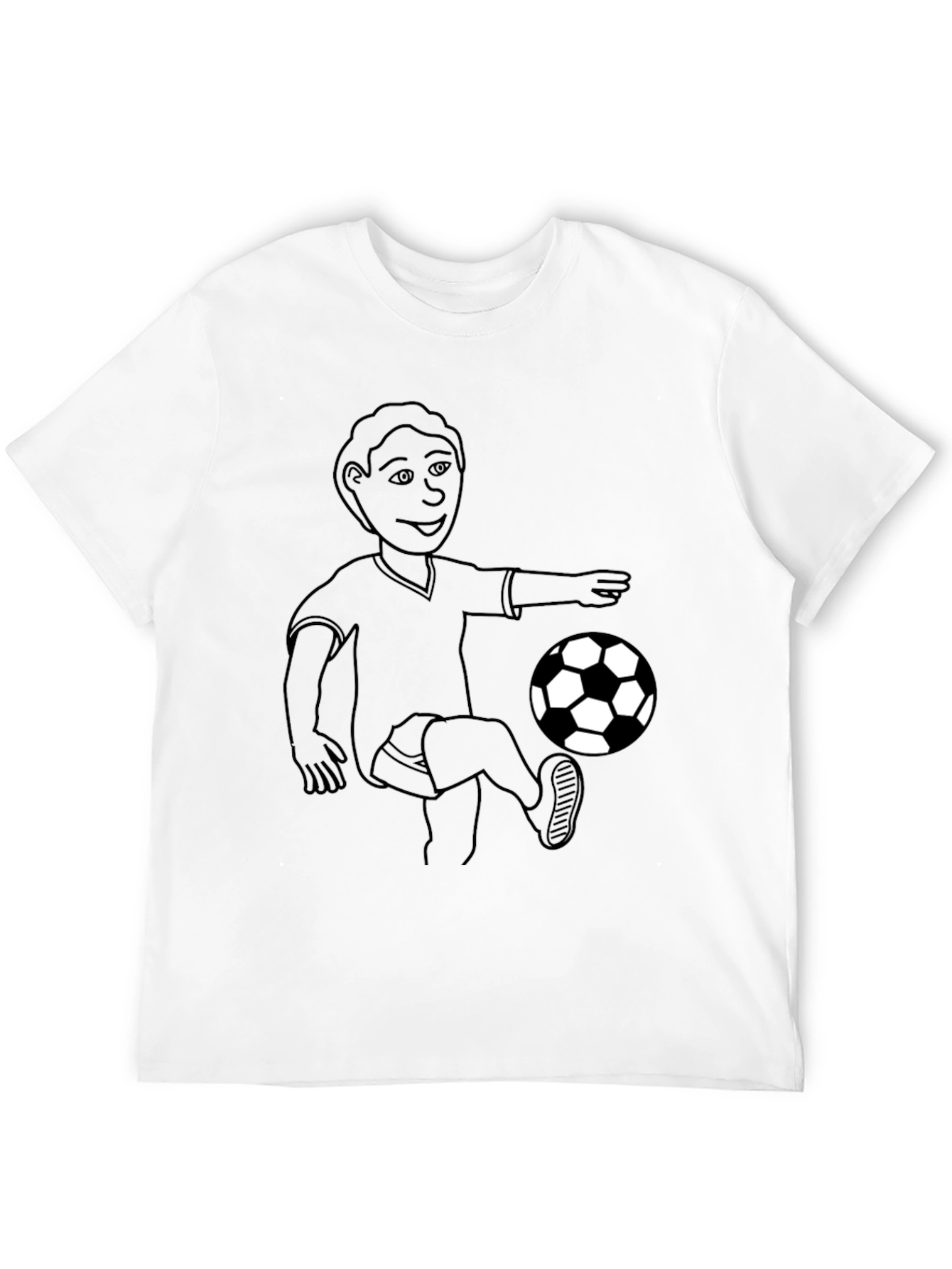 Soccer Player Graphic Tee - Black Cotton T-Shirt