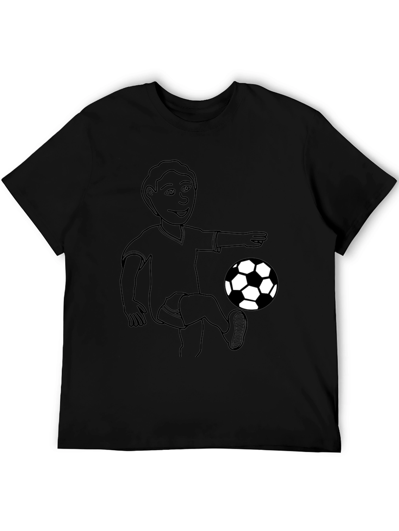 Soccer Player Graphic Tee - Black Cotton T-Shirt