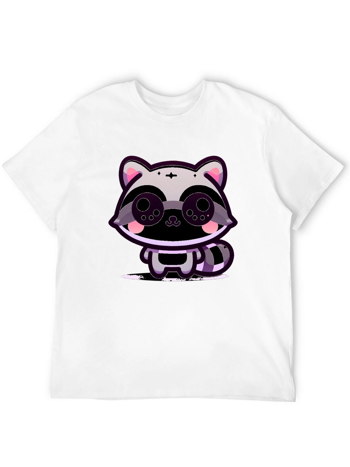 Cute Raccoon Graphic Tee - Black Cotton T-Shirt