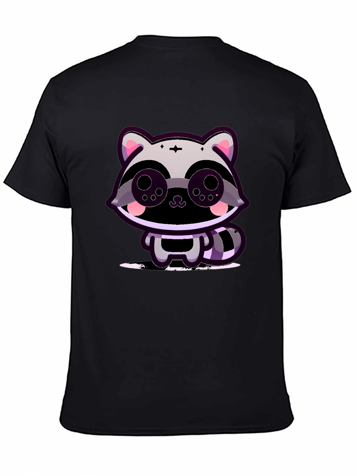Cute Raccoon Graphic Tee - Black Cotton T-Shirt