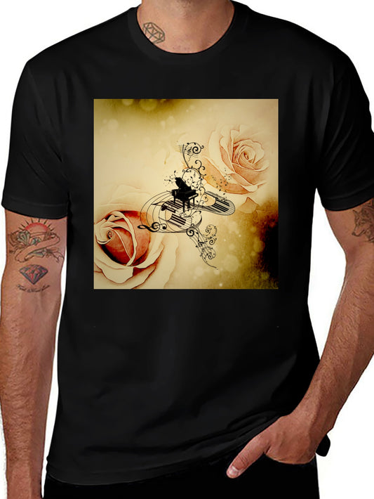 Musical Roses Black T-Shirt