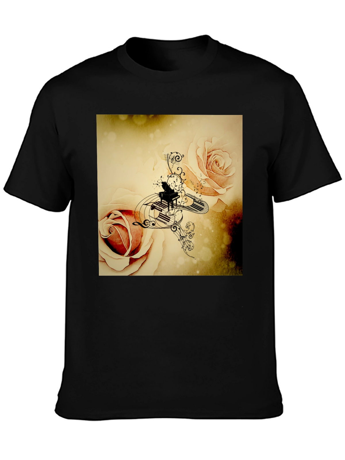 Musical Roses Black T-Shirt