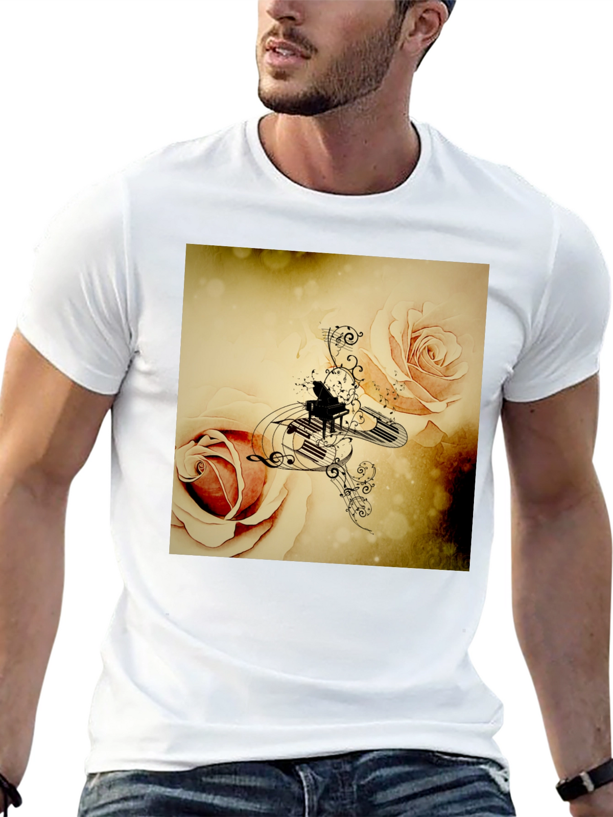 Musical Roses Black T-Shirt