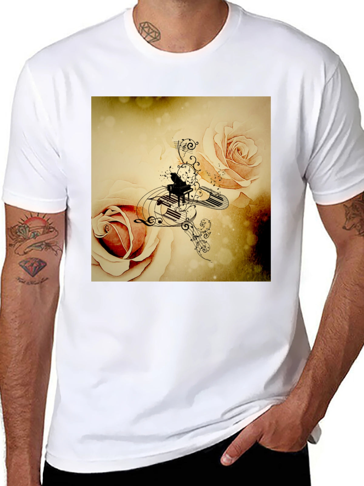 Musical Roses Black T-Shirt