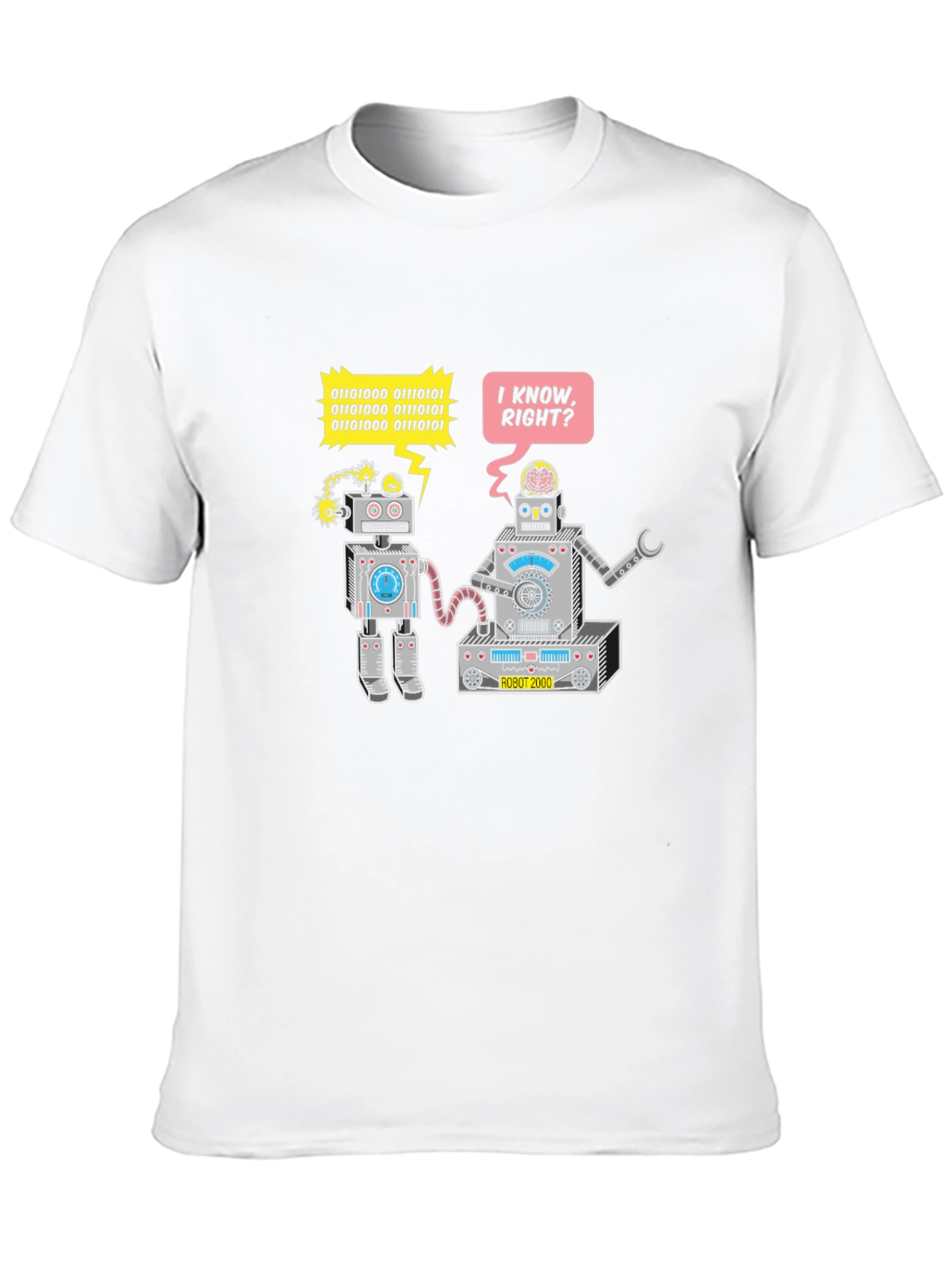 Robots Chatting T-Shirt - Binary Code Funny Tee