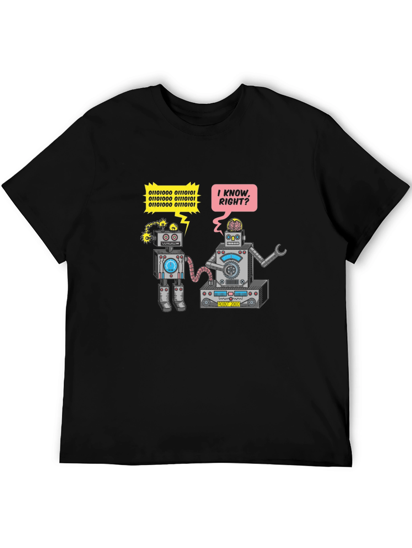 Robots Chatting T-Shirt - Binary Code Funny Tee