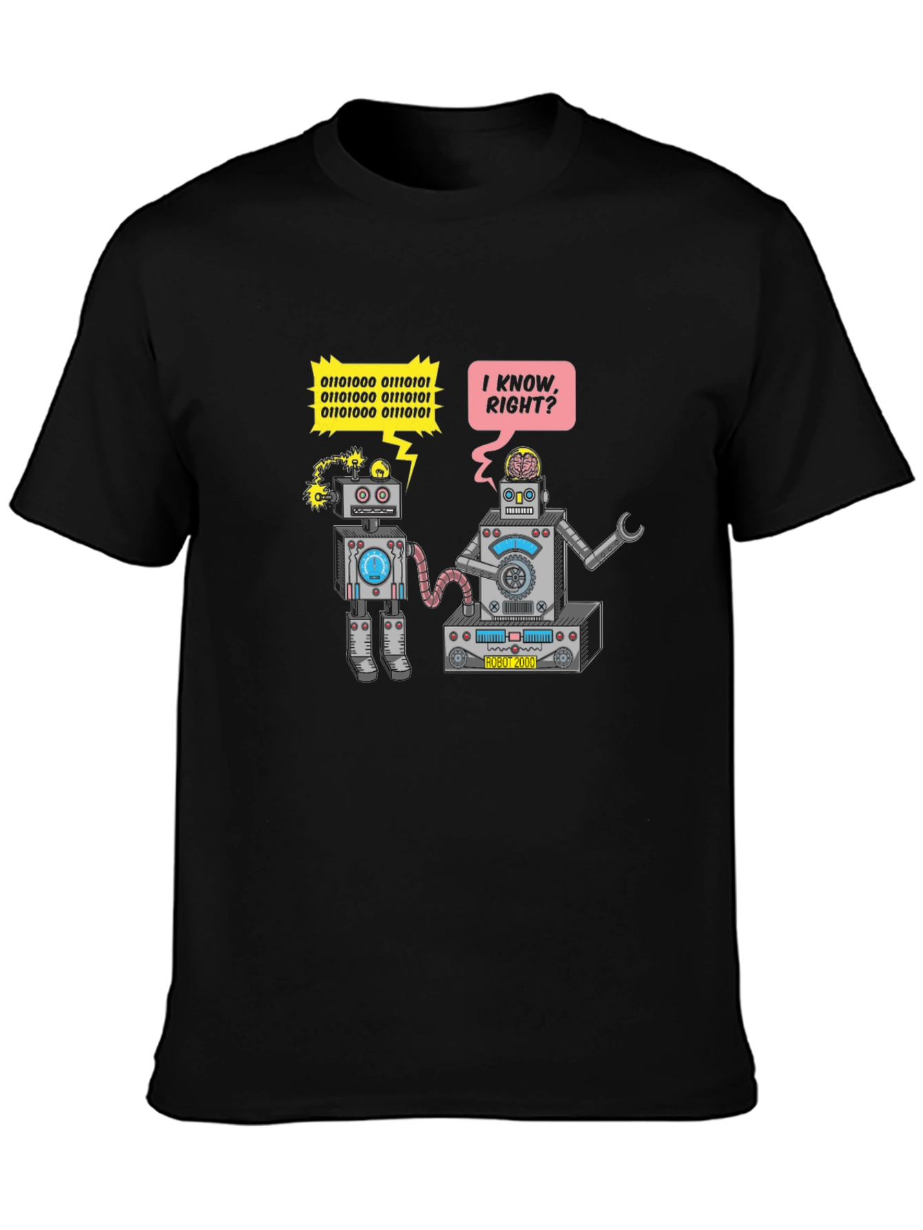 Robots Chatting T-Shirt - Binary Code Funny Tee