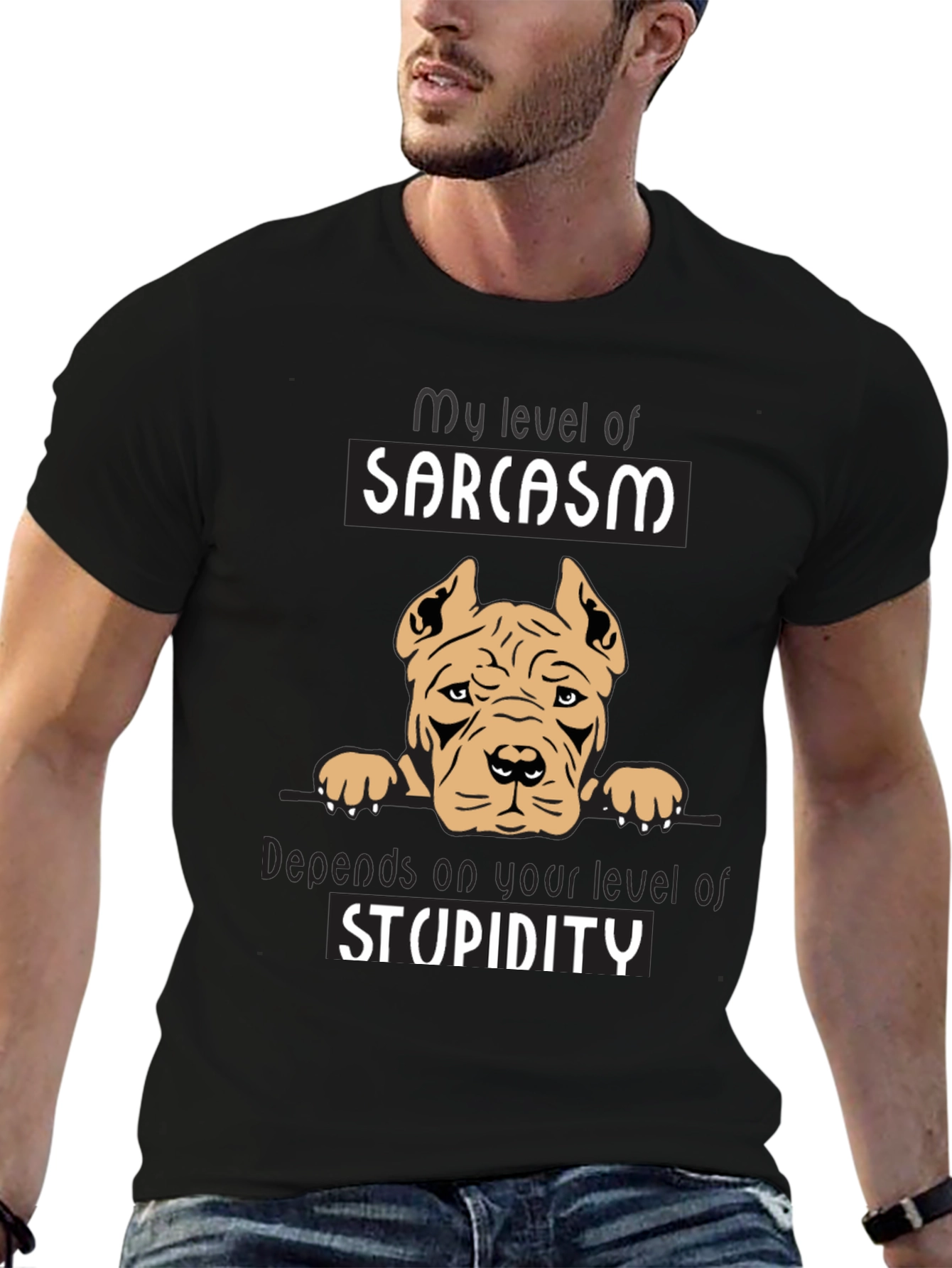 Sarcastic Dog Graphic Tee - Mens Black T-Shirt