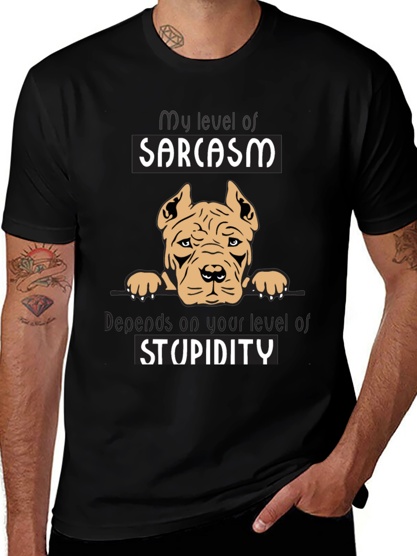 Sarcastic Dog Graphic Tee - Mens Black T-Shirt