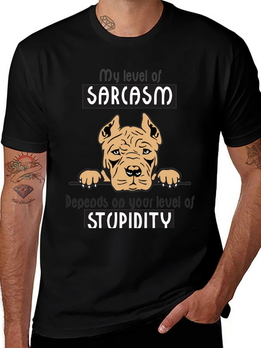 Sarcastic Dog Graphic Tee - Mens Black T-Shirt