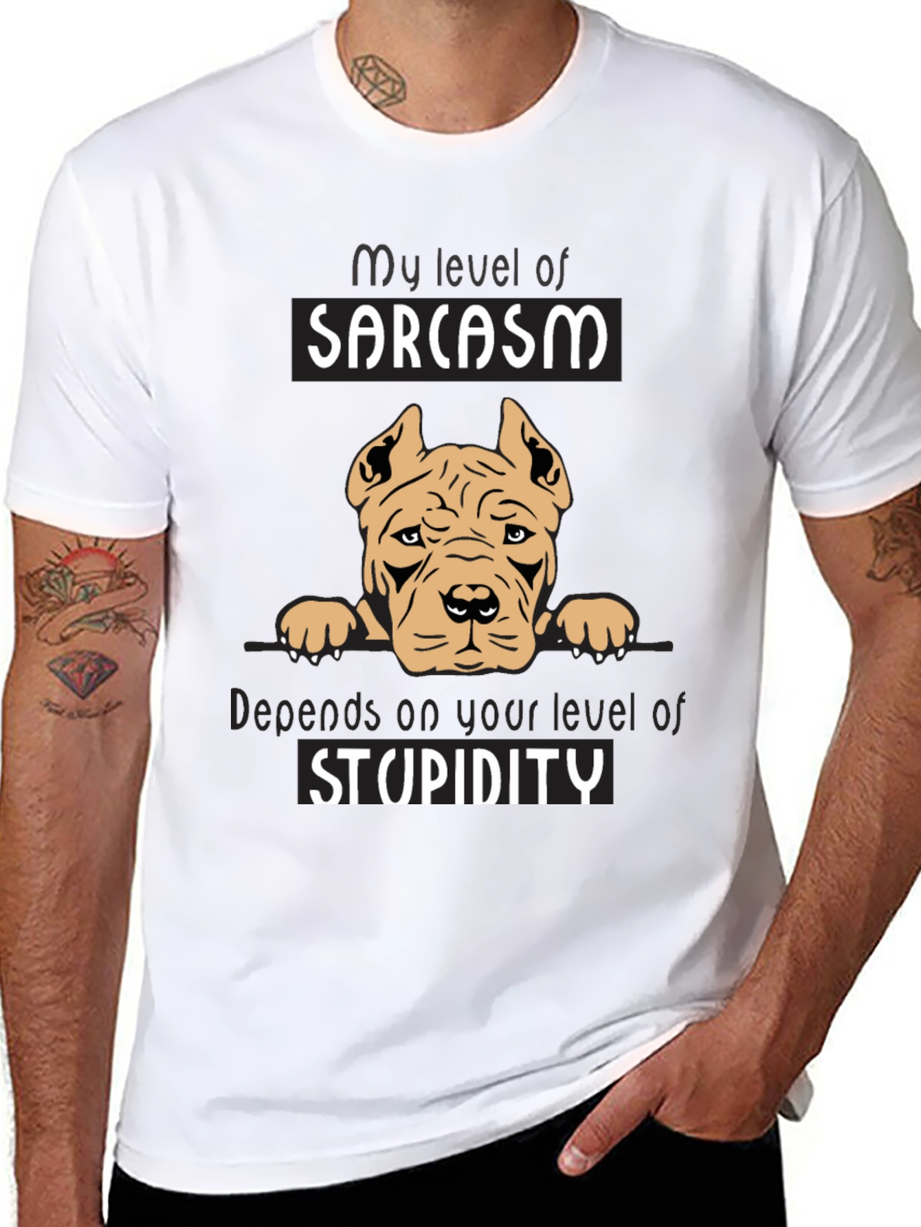 Sarcastic Dog Graphic Tee - Mens Black T-Shirt