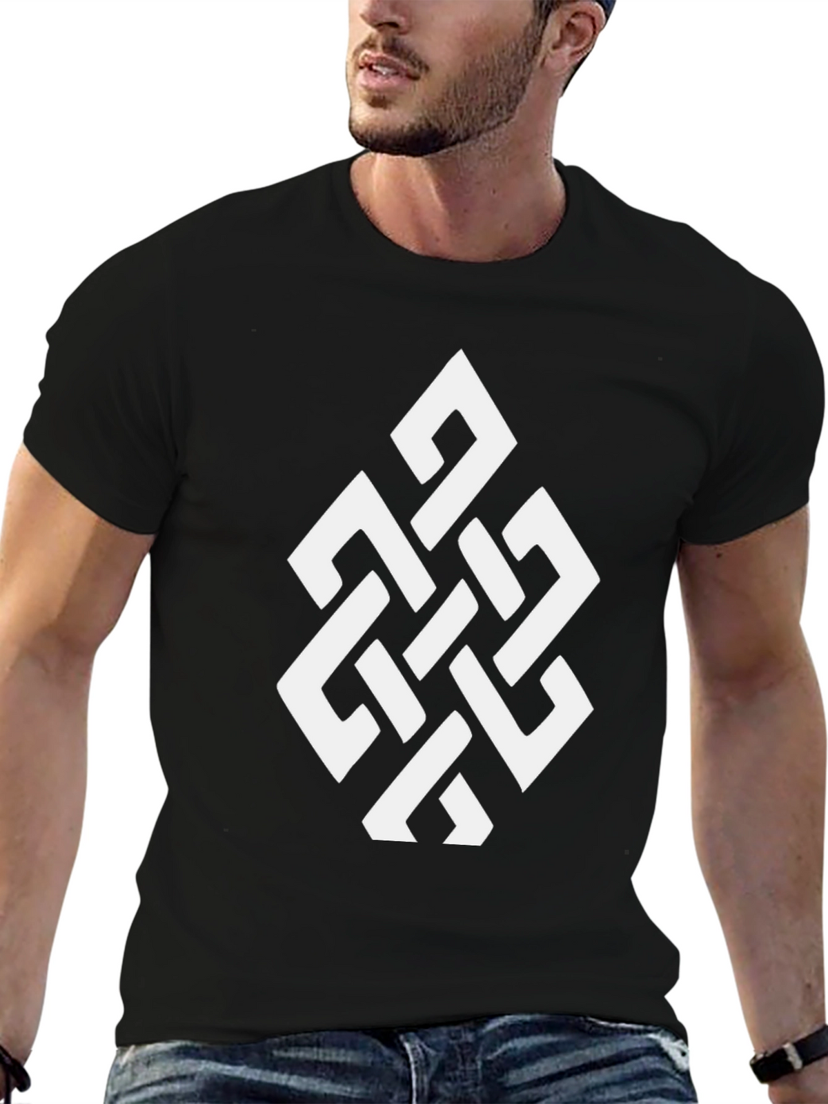 Geometric Knot Black T-Shirt