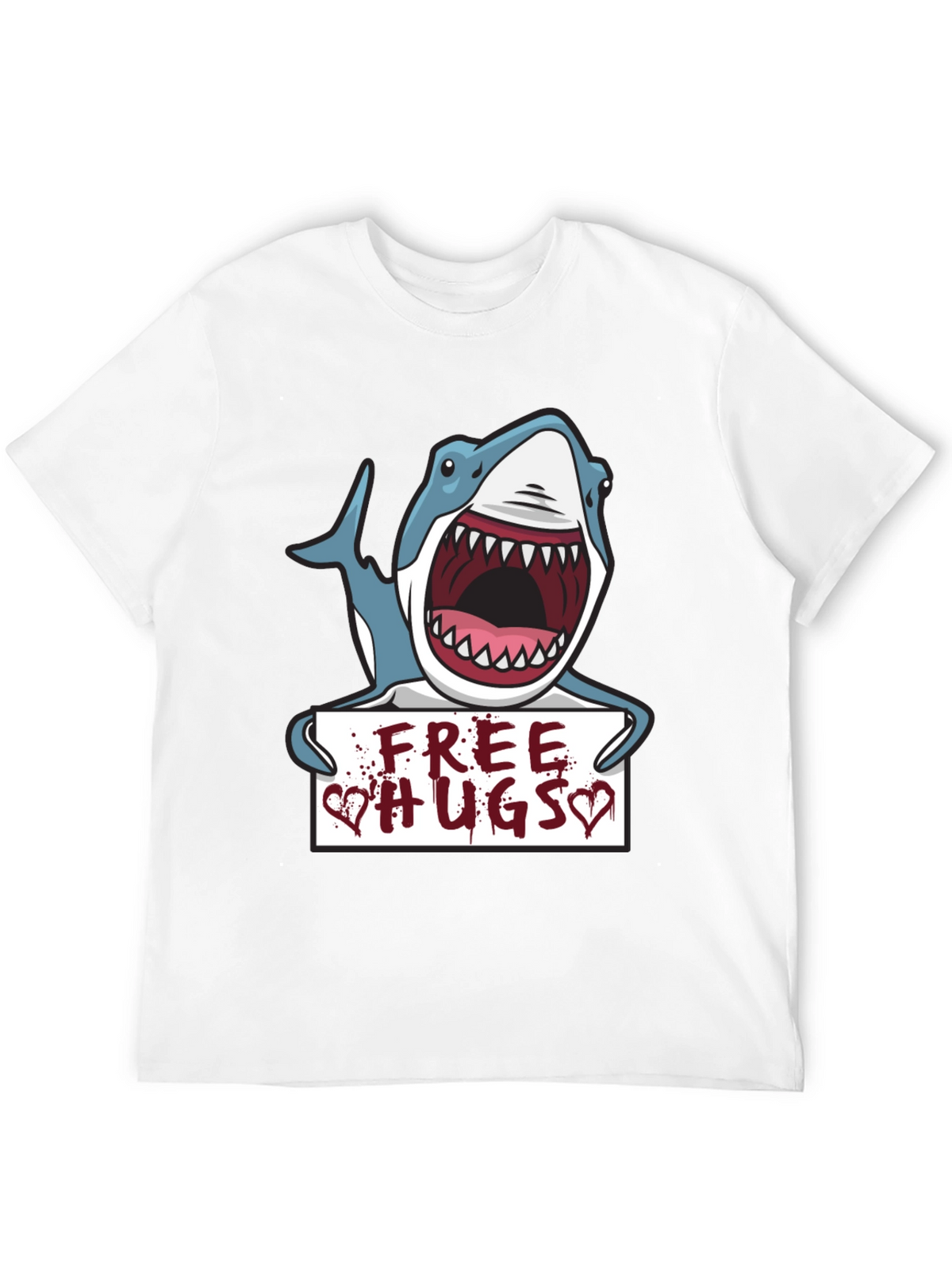 Free Hugs Shark Graphic Tee - Black