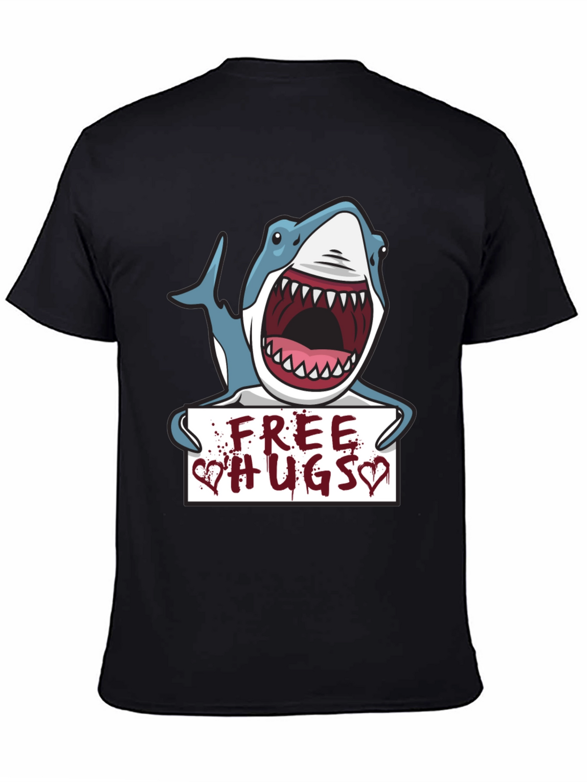 Free Hugs Shark Graphic Tee - Black