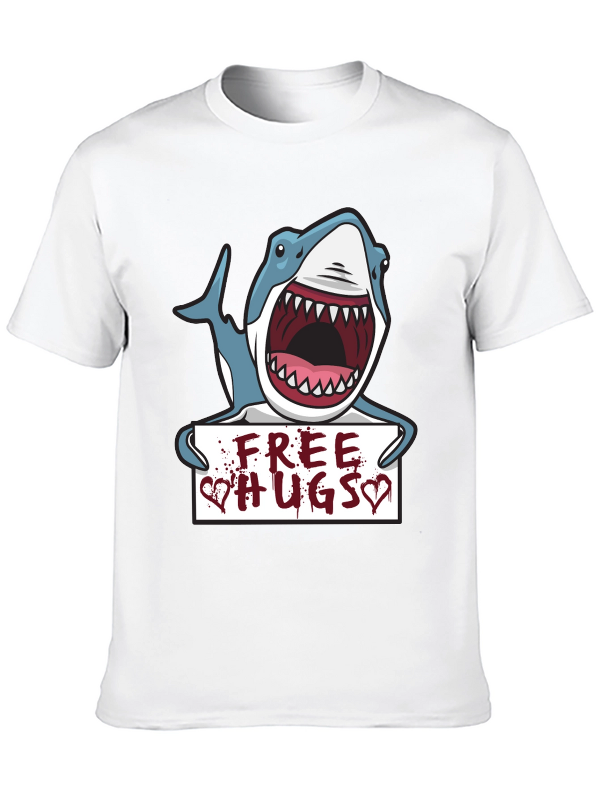 Free Hugs Shark Graphic Tee - Black