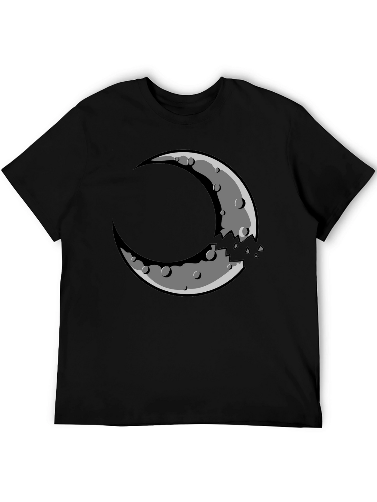Crescent Moon Graphic Tee - Black Cotton Blend Shirt