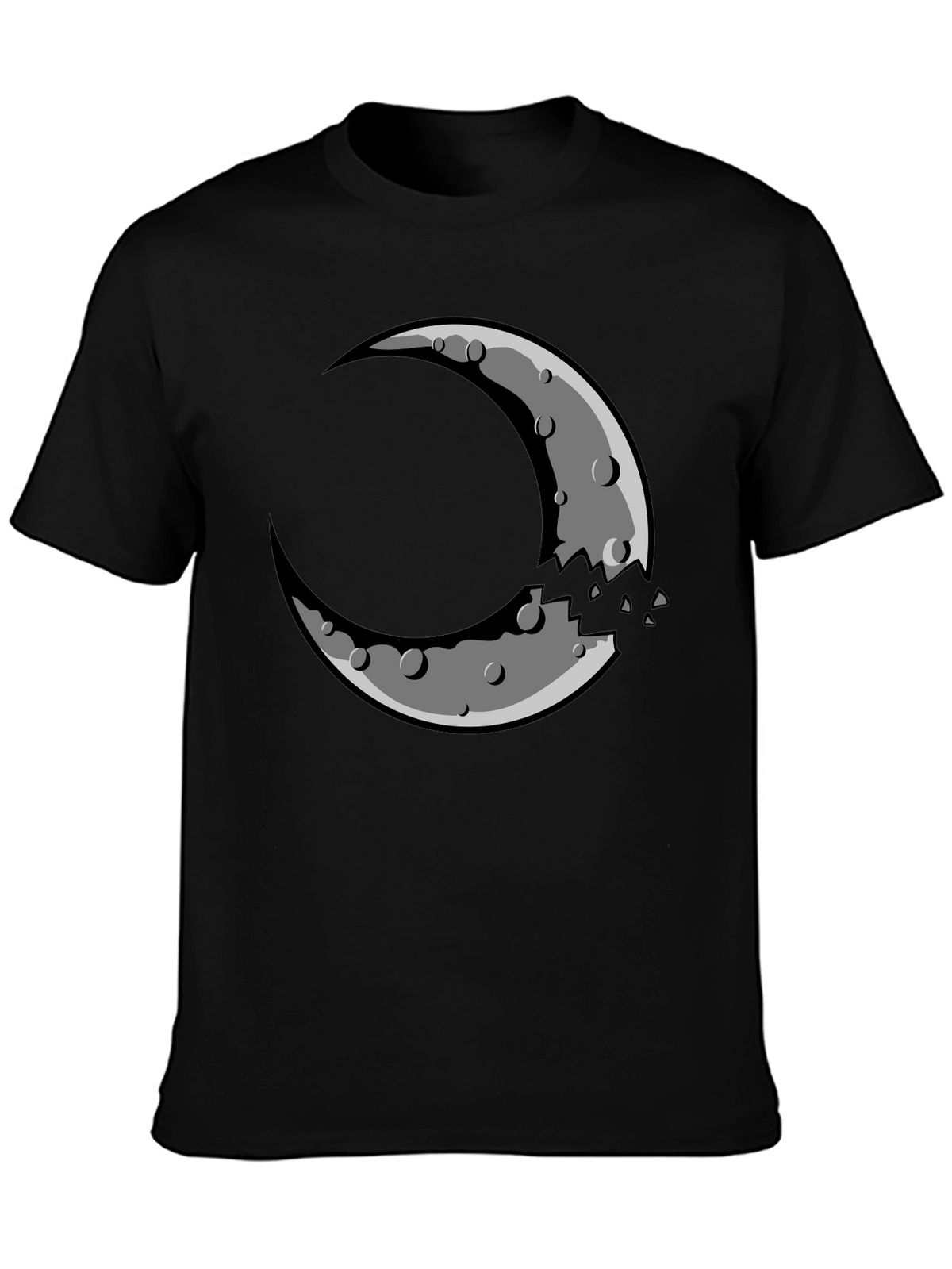 Crescent Moon Graphic Tee - Black Cotton Blend Shirt