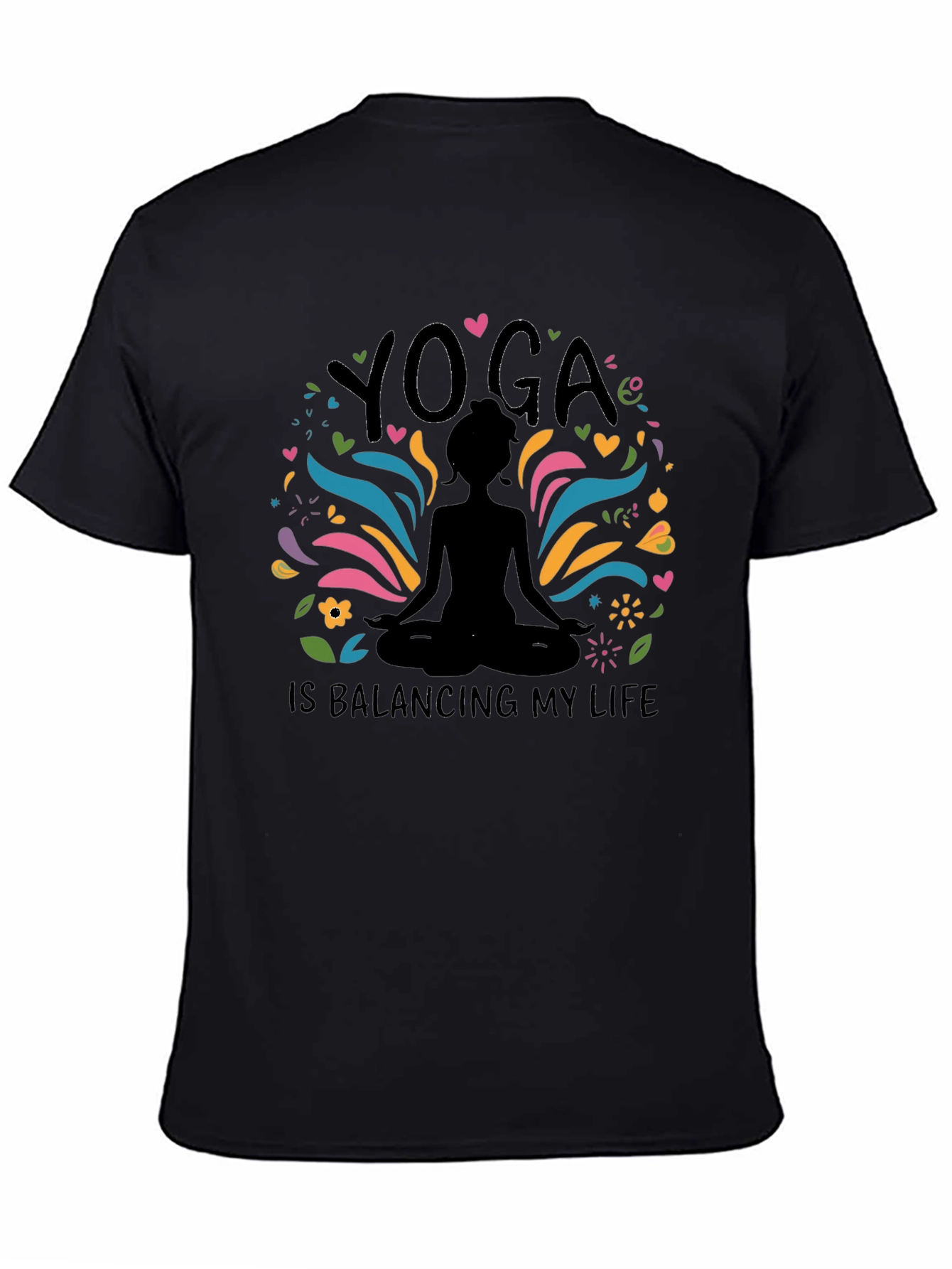 Yoga Balancing Life Black T-Shirt
